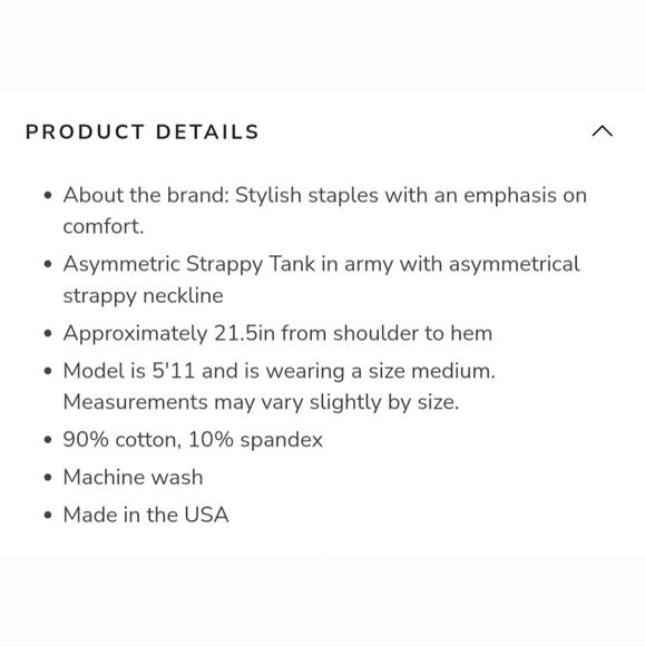 Monrow Asymmetric Strappy Tank NWT  Size Small - Picture 6 of 6